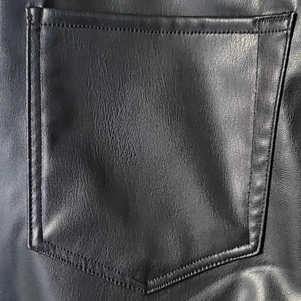 7 For All Mankind Faux Leather Straight Leg Pants, Size 31, Color Black - Picture 8 of 12